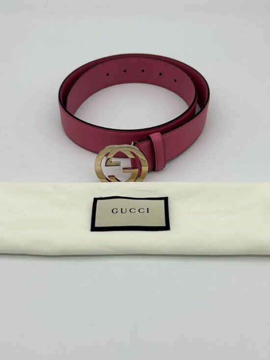 Gucci Belt Interlocking Leather Metal Pink Light Togo main image 6